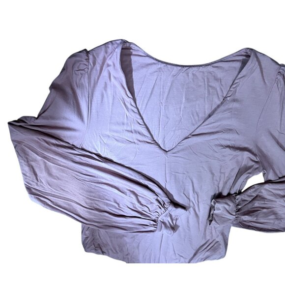 Halara V Neck Long Sleeve Button Work Bodysuit Sz Large Womens Pink - Picture 4 of 9